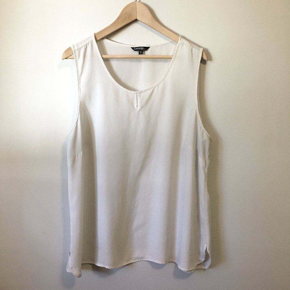 Tiny Keyhole Semi Sheer Ivory Tank Top Size XL Extra Large
